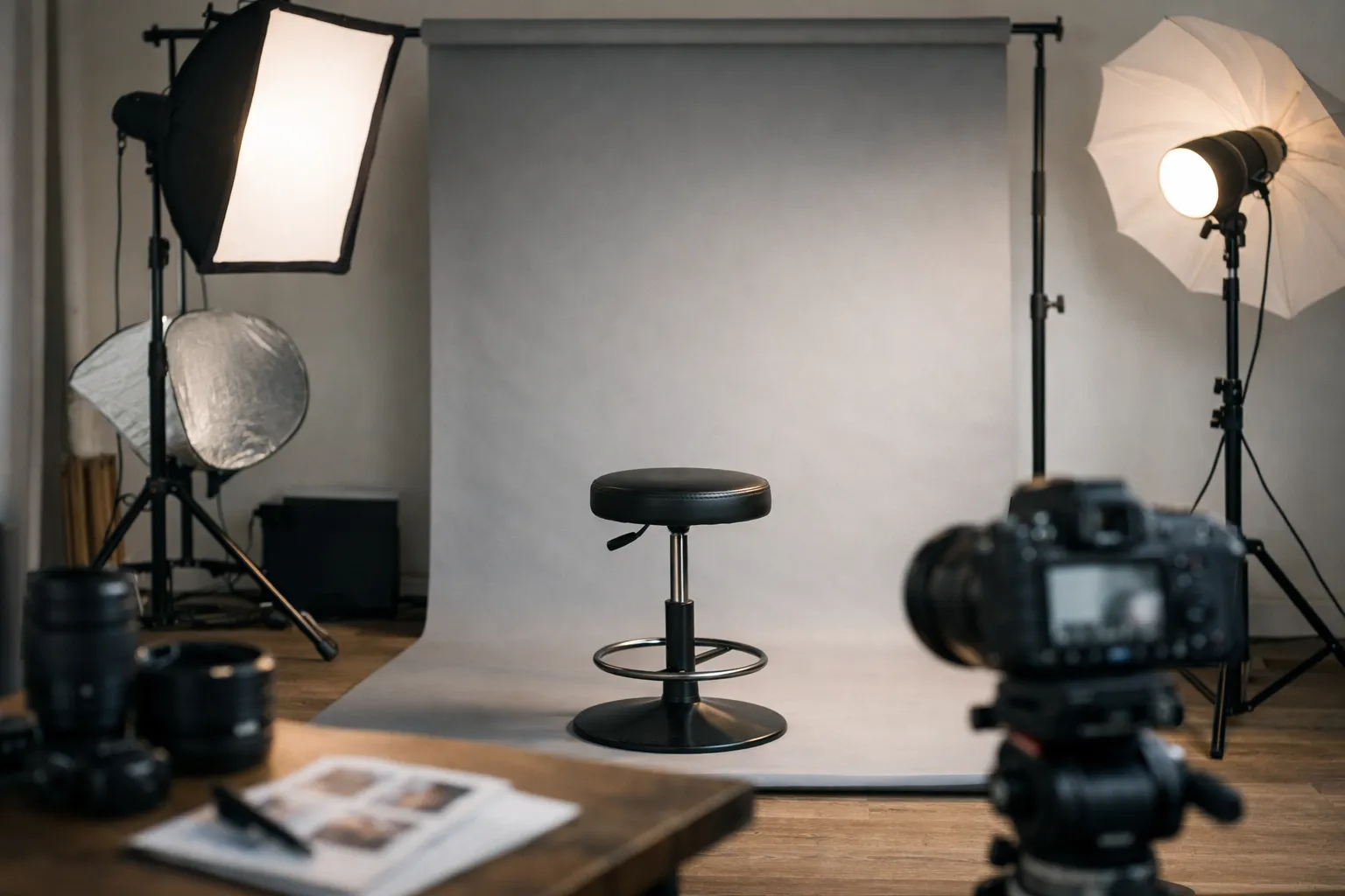 Studio Setup mit Licht und Hintergrund, bewerbungsfoto kosten und typische Pakete