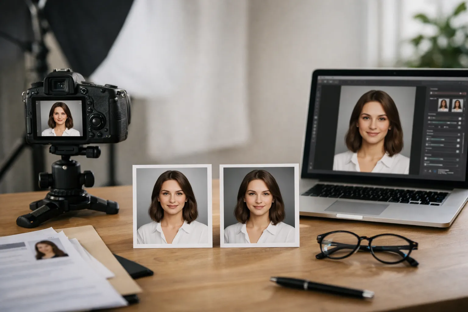 Nebeneinander: natürliches Studiofoto und KI-Porträt, bewerbungsbild vergleich für Bewerbungen