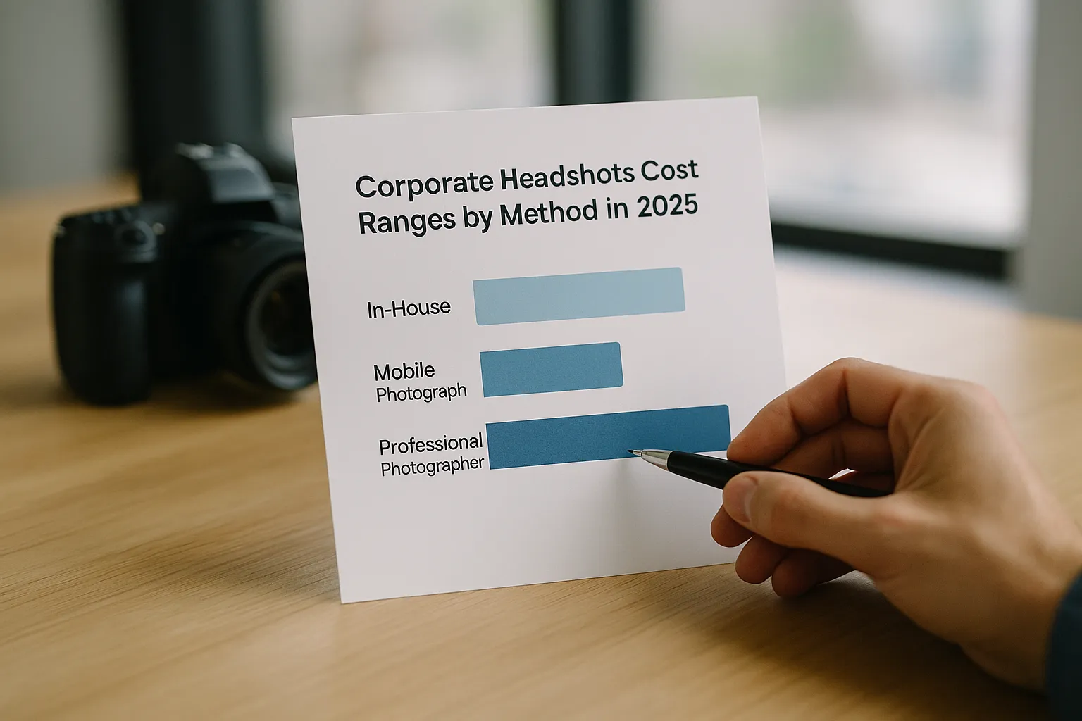 Comparison chart illustrating corporate headshots cost ranges by method in 2025
