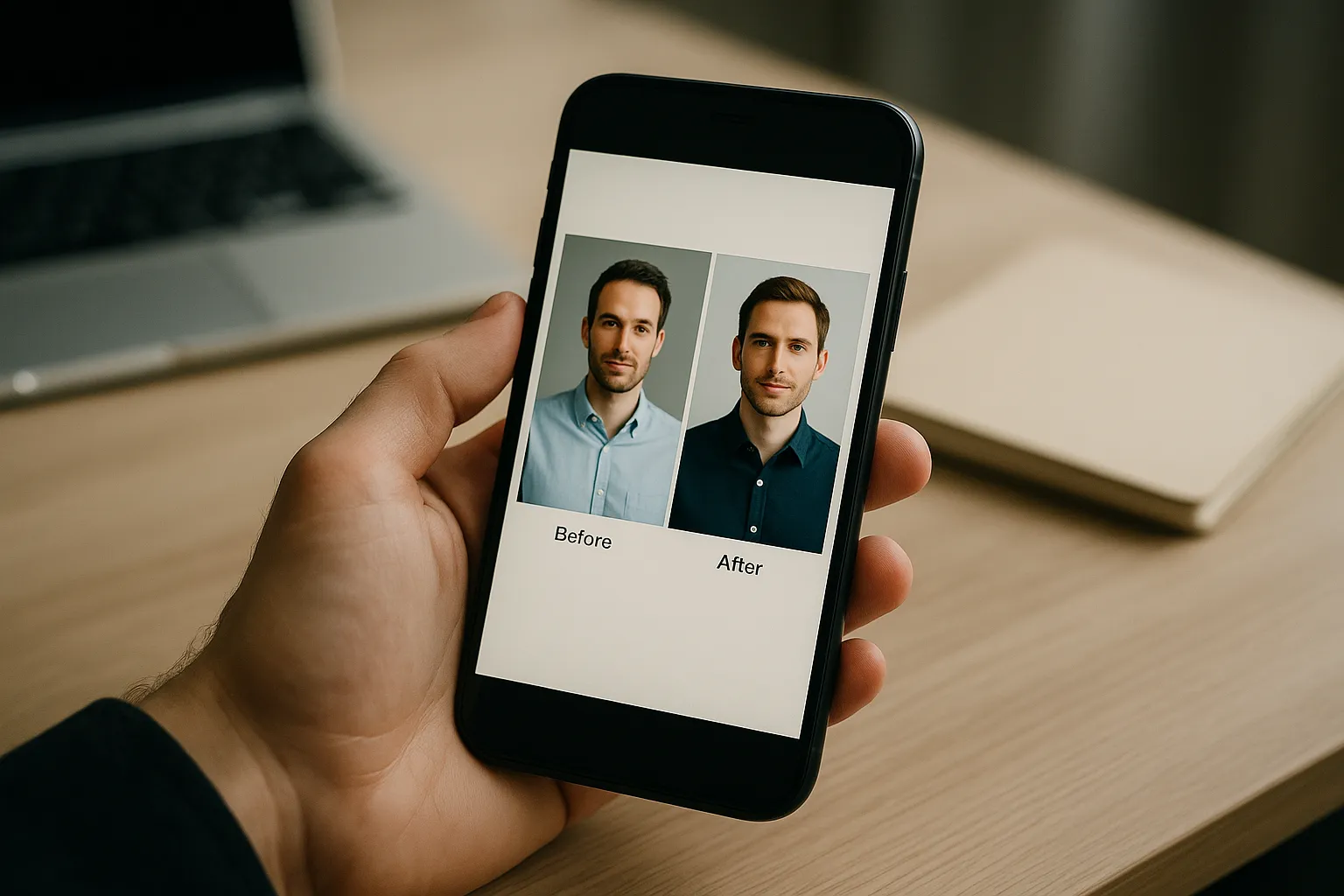 Vorher-Nachher-Kollage: einheitliche Hintergründe, preise mitarbeiterfotos