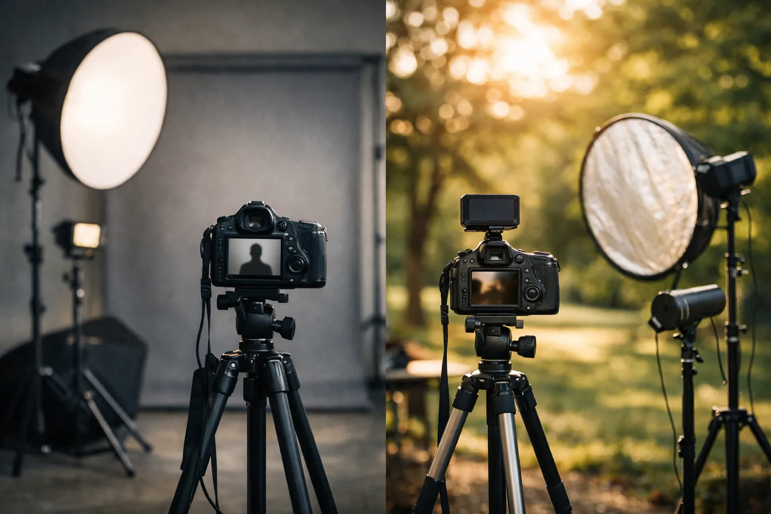 Typical Headshot Prices visual comparison of studio and on-location setup