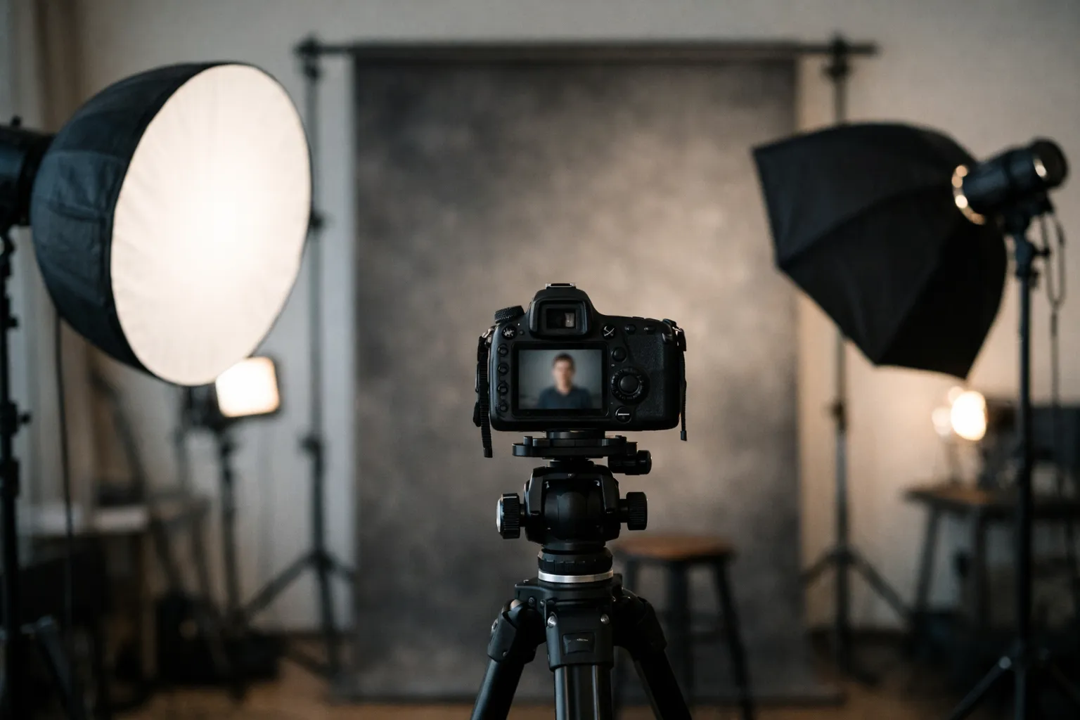 studio headshot pricing example with lighting positions and background options