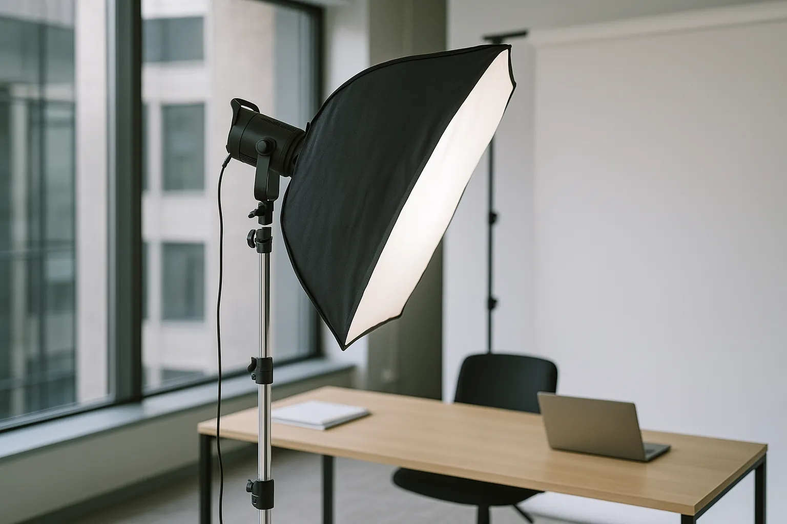 Lichtaufbau und Hintergrund für professionelle business fotos im Studio