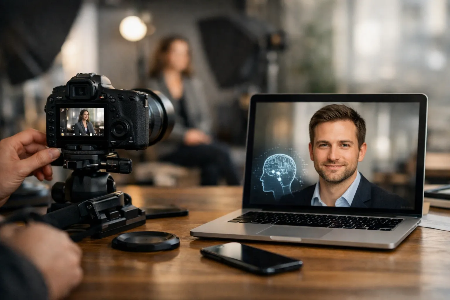 Comparison options for how to get professional headshots with AI or a photographer
