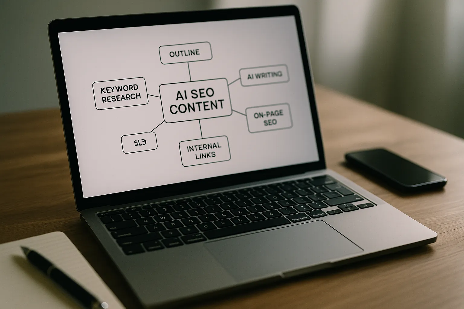 Clustered outline mockup for ai seo content creation in Karwl