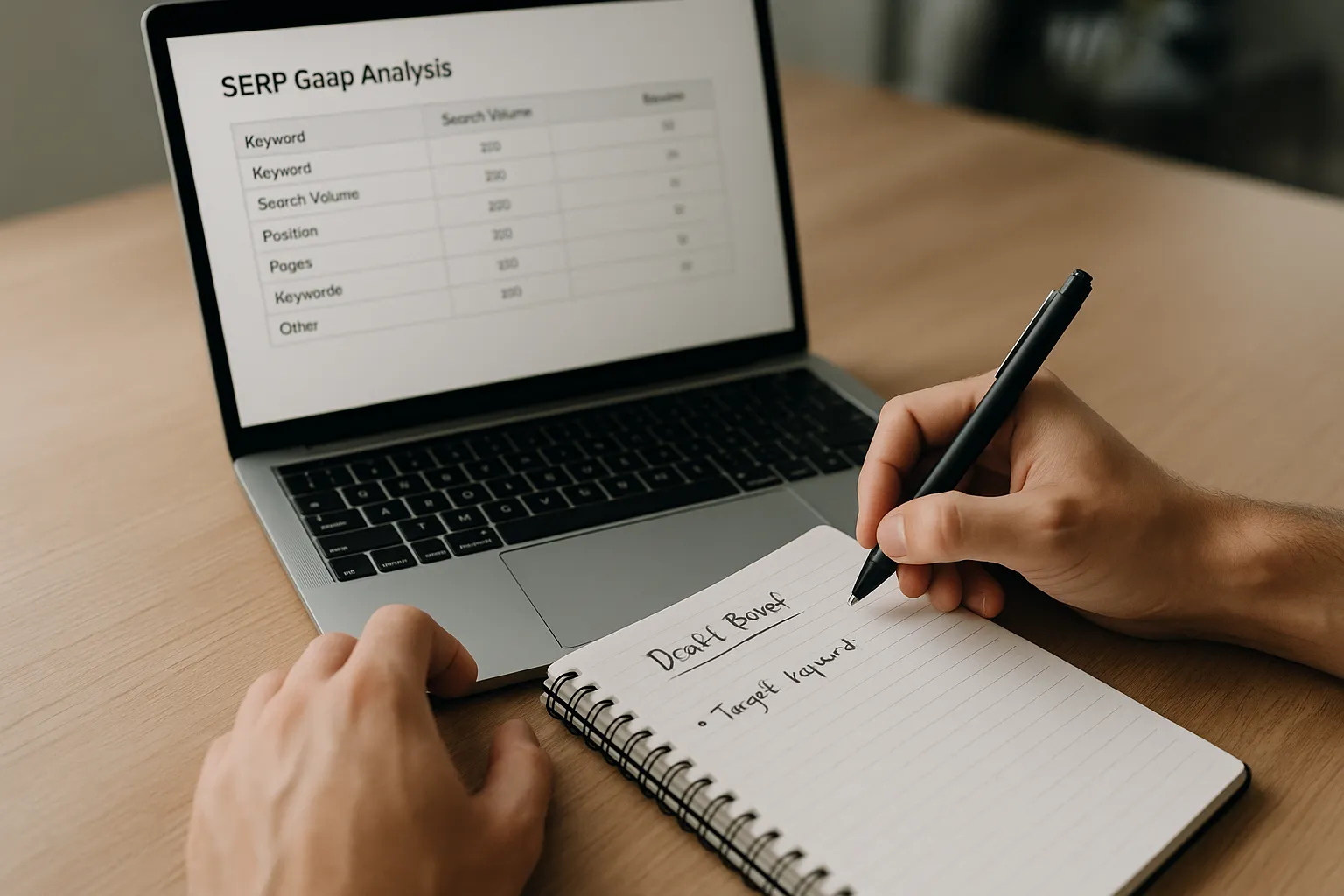 SERP gap analysis and draft brief side-by-side for AI content writing for SEO
