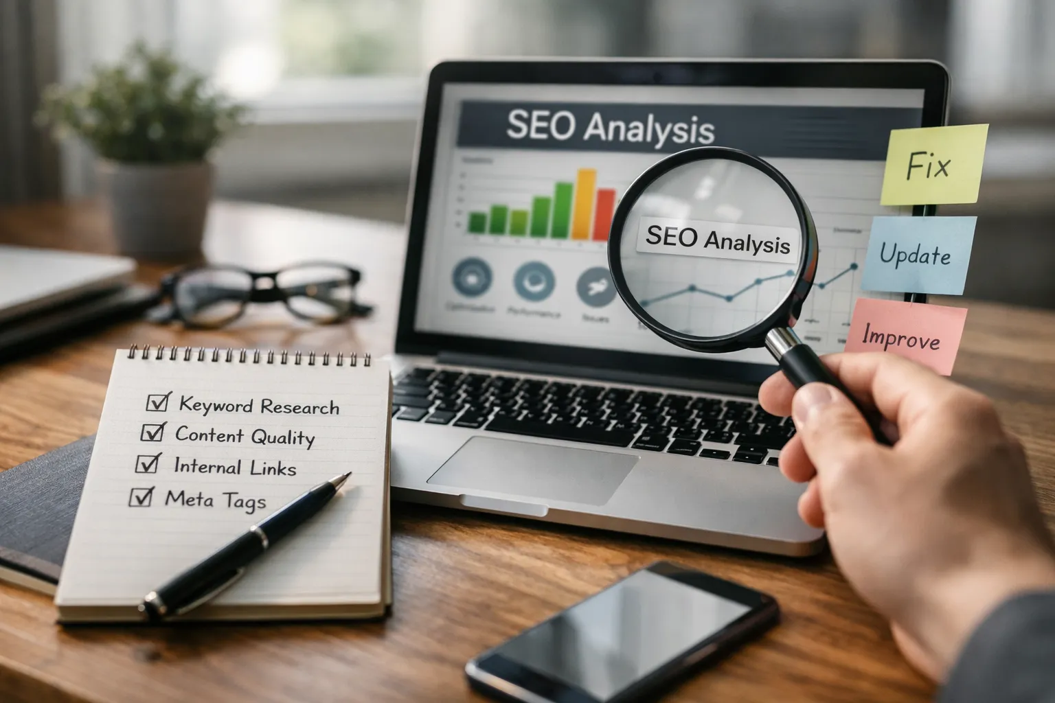 Workflow showing AI content SEO checkpoints