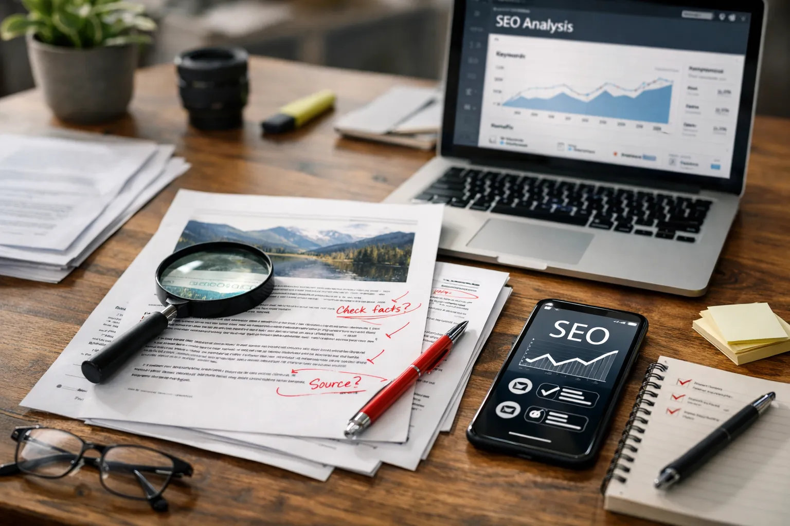 generative ai content pipeline with highlighted fact-checking and SEO passes