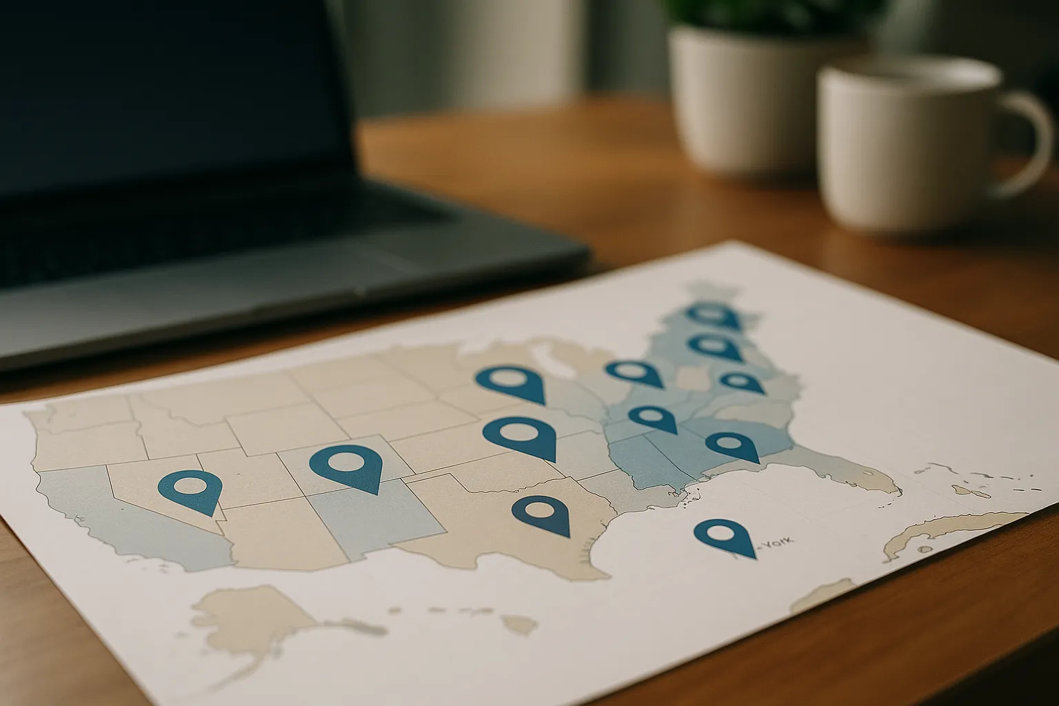 Map illustrating regional and city demand for geo search optimization terms