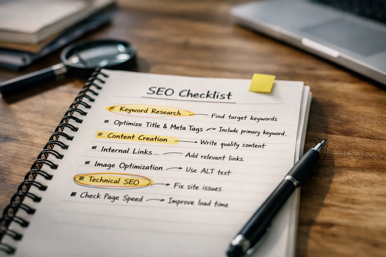 Annotated page example from an seo for beginners checklist