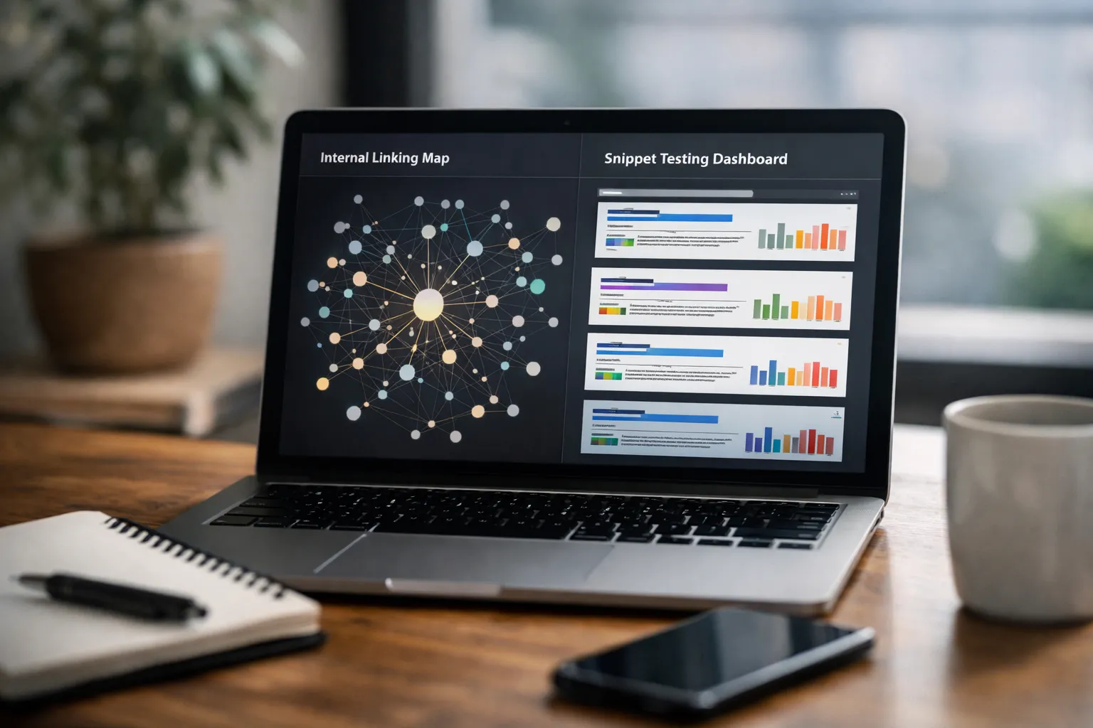 ai-powered seo internal linking map and snippet testing dashboard